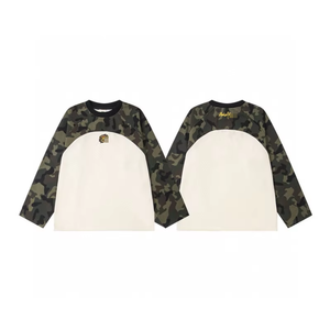T-shirt à manches longues de style américain, version correcte, avec logo personnalisé brodé, patchwork camouflage, style urbain - Product Image 1