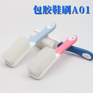 <b>Shoe</b> Brush Rubber Coated Handle Soft Bristle Multi <b>Functional</b> Cleaning Tool For Household Use Pink Blue - Product Image 5