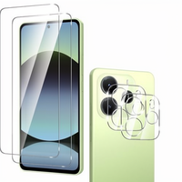 Natbok 2+2 Pièces Verre Trempé Dureté 9H Redmi Note 14 4G Anti-Traces de Doigts Protections de Caméra Arrière [Sans Bulles]