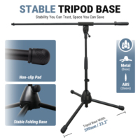 Soporte de Micrófono Profesional Ajustable de Brazo Corto y Fijo Accuracy Pro Audio MS140-SA para Colocación de Micrófono en Posición Baja