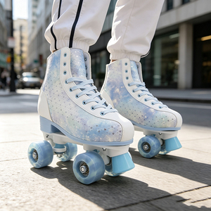 Patins à roulettes quad tie-dye pour adultes, bleu et <span class=keywords><strong>blanc</strong></span>, roues en PU, double rangée, chaussures de patinage en plein air pour femmes, Ruidongle - Product Image 1