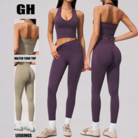 GH Nouvelle Arrivée Ensemble de Yoga Sans Couture de Haute Qualité 6 Pièces avec Leggings Capri Effet Scrunch Butt, Soutien-Gorge et Débardeur – Tenue d'Entraînement pour Femme