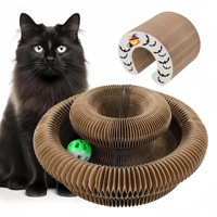 Griffoir pour chat en carton pliable, écologique, avec balle, jouet interactif pour chats d'intérieur