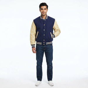 Wholesale Blank Varsity <b>Jackets</b> For <b>Men</b> Women Customized Wool Body <b>Leather</b> Sleeves CollegeBaseballjacket for <b>men</b> - Product Image 1