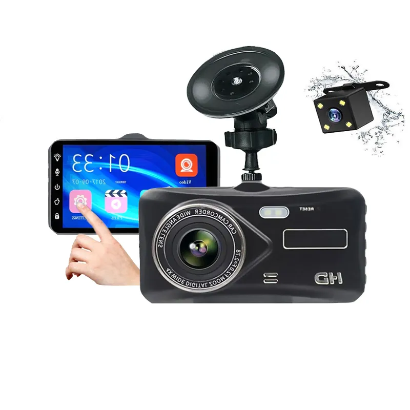 الأمامية والخلفية جهاز تسجيل فيديو رقمي للسيارات 4 بوصة شاشة كاميرا أمامية للسيارات لوحة القيادة داش كاميرا 1080p صندوق أسود للسيارة محرك مسجل كاميرا تسجيل