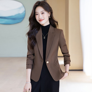 Blue Blazer For Women Solid Color Polyester No-Wrinkle Treatment Spring Autumn Style Petite Fit - Product Image 2