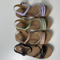 Sandales plates multibandes de couleur unie pour femme, en PU injecté, avec boucle à la cheville, semelle épaisse antidérapante, élégantes et décontractées pour l'été