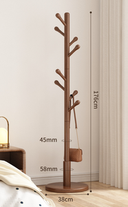 <span class=keywords><strong>Perchero</strong></span> de Madera Independiente con 10 Ganchos, <span class=keywords><strong>Perchero</strong></span> de Madera Maciza Natural con Base Estable para Ropa, Sombreros y <span class=keywords><strong>Bolsos</strong></span> - Product Image 3
