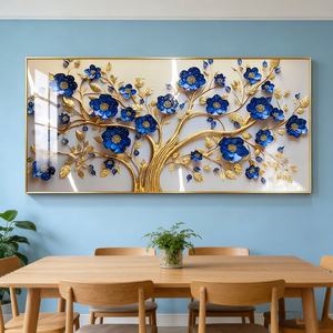 Cuadros Decorativos Personalizados de Fábrica para Sala de Estar, Impresiones HD Modernas para Comedor, Arte Mural LED con Flores, Pintura en Porcelana de Cristal - Product Image 4