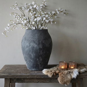 Rustic Concrete <b>Vase</b> With Irregular Texture For Artificial Flowers Indoor Home Decor Minimalist Style - Product Image 1