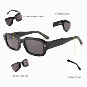 Gafas de Sol de Acetato para Mujer, Montura Cuadrada Negra, Protección UV400, Polarizadas, para Viajes y Conducción, Modelo 8625 - Product Image 5