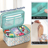 Sac de transport pour kits de couture double couche avec coussin à épingles de poignet Accessoires de couture Boîte de rangement et d'organisation