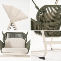 Fauteuil suspendu d'extérieur Horika Luxury Garden, en corde tressée, avec auvent, structure en aluminium, pour jardin, terrasse, modèle simple.