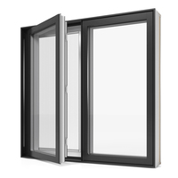 Ventana Abatible de Aluminio con Vidrio Templado Transparente, Ventanas Abatibles con Rotura de Puente Térmico y Doble Vidrio Templado Insonorizado