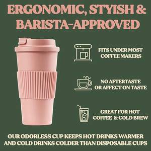 Tasse de voyage à café en fibre de bambou personnalisée de 16oz sans BPA et écologique, biodégradable et réutilisable avec couvercles pour le camping - Product Image 6