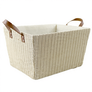 Best Selling OEM Eco-Friendly Rectangle Wood <b>Basket</b> Simple Design Stylish Wood <b>Lid</b> Trendy Mesh Woven High Precision Storage - Product Image 1