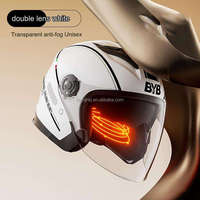 Nouveaux produits : Casque de moto demi-face avec lentille HD double, ajustement de la visière, doublure confortable, pour toutes les saisons