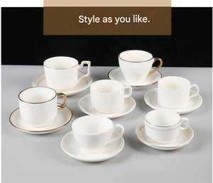 Ensemble <span class=keywords><strong>de</strong></span> tasses à café personnalisées avec logo, tasse en <span class=keywords><strong>porcelaine</strong></span> et soucoupe pour l'image <span class=keywords><strong>de</strong></span> marque hôtelière, approvisionnement en gros - Product Image 4