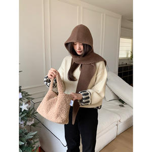 Ensemble bonnet et écharpe en laine 100% pour femmes, personnalisé, automne-hiver, vintage, protection des oreilles, bonnet en laine, <span class=keywords><strong>cache</strong></span>-cou, ensemble deux pièces - Product Image 2