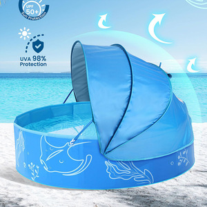 Children's Foldable Round Swimming Pool With Sunshade Tent For Outdoor Water Play 120Cm PVC Material - Product Image 2