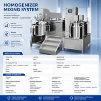 Machine d'émulsification et d'homogénéisation sous vide automatique de 500L, personnalisable, de qualité alimentaire, pour crèmes cosmétiques et produits liquides