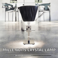 Lampe de table moderne en cristal Mille Nuits, LED électrique à intensité variable, abat-jour en lin, ampoule E14/E12, éclairage de bureau simple, intérieur, maison