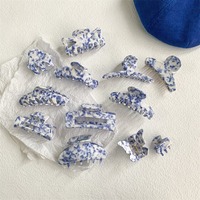 Pinces à cheveux papillon bleues et blanches style coréen, barrettes personnalisées en acétate de cellulose