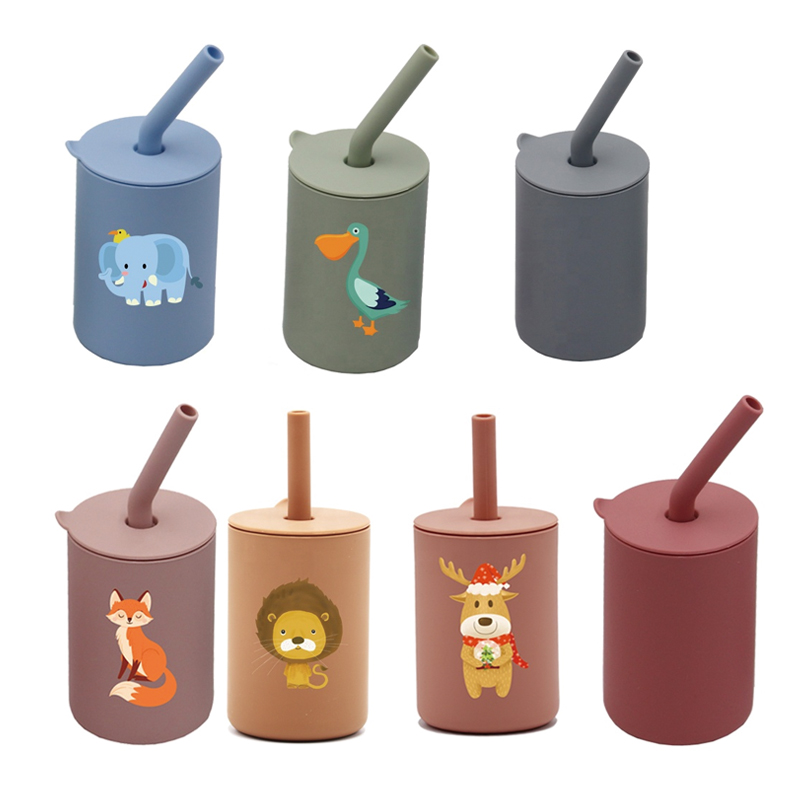 2022 новые силиконовые детские чашки с защитой от протекания, 100% герметичные детские чашки с защитой от протекания, без БФА, с рисунком льва, лисы, оленя