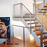 Kit de balustrade en câble d'acier pour escalier, poteaux de balustrade, connexion par câble métallique, conception durable, système de garde-corps en câble