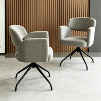 Chaise de salle à manger moderne en tissu rembourré, 360 °   Chaise d'appoint pivotante, base en métal noir en forme d'araignée pour salle à manger, cuisine, bureau à domicile