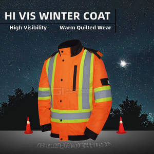 Veste d'hiver réversible personnalisée haute visibilité matelassée réfléchissante en microfibre antibactérienne pour homme, idéale pour les travaux routiers et la construction - Product Image 2