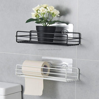 Accessoires de salle de bain 2PCS Toilette Adhésif Douche Caddy Shampooing Titulaire Mural Étagère Métallique Organisateur de Rangement