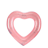 Grand anneau de natation pour adultes en PVC écologique de 120 cm en forme de cœur avec paillettes or rose, gonflable, pour utilisation en piscine pour adultes