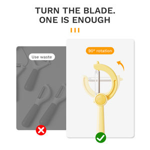 Éplucheur de légumes rotatif 90 °   Éplucheur de cuisine à tête pivotante en ABS et acier inoxydable avec poignée antidérapante pour fruits, pommes de terre et carottes - Product Image 5