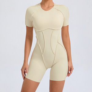Venta al por mayor logotipo personalizado Yoga mono mujer gimnasio Fitness Body mujer V espalda entrenamiento ropa traje correr chándal ropa deportiva - Product Image 1