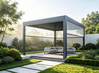 Pergola en aluminium écologique de type 220, avec option de cloisonnement en verre, auvent intelligent à détection de vent pour les loisirs en plein air