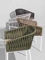 Ensemble de chaises de bar et table de salle à manger pour café de jardin extérieur, mobilier métallique pour hôtel ou patio, chaise de bar en corde par Outdoor Garden