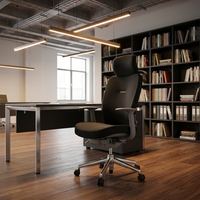 Chaise de bureau de direction à dossier haut au design moderne, avec appui-tête en tissu chauffant, hauteur réglable, pieds en aluminium - Utilisation à domicile, au bureau ou à l'hôpital
