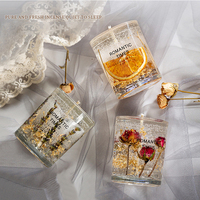 Luxuriöse Heimdekoration Klare Gelwachs-Kerzen im Glasbecher mit Geschenkverpackung, Getrockneten Blumen und Kristall-Duftkerzen