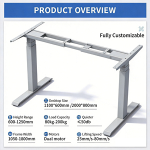 Scrivania Elettrica <span class=keywords><strong>Regolabile</strong></span> <span class=keywords><strong>in</strong></span> <span class=keywords><strong>Altezza</strong></span> con Doppio Motore, Telaio per Scrivania Sit-Stand, <span class=keywords><strong>Tavolo</strong></span> da Ufficio per Computer - Product Image 3