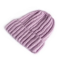 Bonnet tricoté épais et mignon pour enfants, avec revers, couleurs unies, doux, pour filles et garçons, avec logo personnalisé, vente en gros