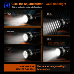 WOSEN 70W สีขาวไฟ LED สว่างพิเศษกันน้ำ IP66 ไฟฉายยุทธวิธี 1000M + ระยะลำแสงปรับโฟกัสได้แบบชาร์จไฟได้ - Product Image 4