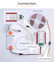 Interrupteur tactile intelligent à trois boutons 12V 5A 60W, luminosité réglable, fonction anti-buée, indice de protection IP22, portée de détection 1-5mm, salle de bain