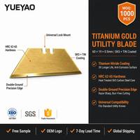 Lames de rechange YUEYAO 60 mm en acier SK5 robuste, plaquées titane, trapézoïdales, à changement rapide, épaisseur 0,5 mm, pour couteau utilitaire DIY OEM