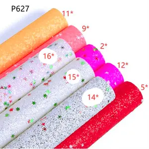 P627 Kerst Sneeuwvlok Chunky Stof Glitter Lederen Vel Fluorescerende Glitter Vinyl Textiel Lederen Producten