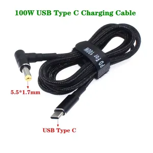 Cable de carga USB tipo C para ordenador portátil, 100W, 5,5x1,7mm, adaptador de corriente CC, Conector de enchufe para un cer Aspire 1,8 m