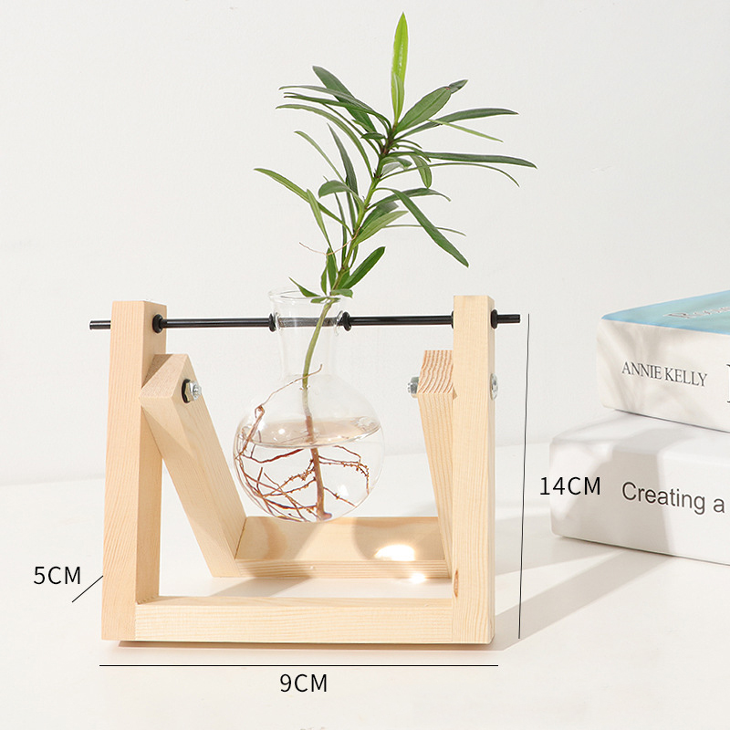 natural wood + 1 Bulb Vase clear