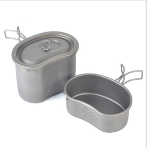 Cacerola de titanio de alta calidad para acampar y cazar al aire libre con asas tipo mariposa, cantimplora de 740 ml, plato/tazón de 380 ml - Product Image 1