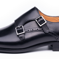 Chaussures habillées en cuir noir de conception originale pour hommes Style de sangle de moine sans lacet pour carrière et fête Hauteur augmentant la saison d'automne