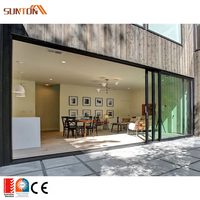 Portes de patio coulissantes modernes en aluminium à double vitrage, taille personnalisée, résistant aux ouragans